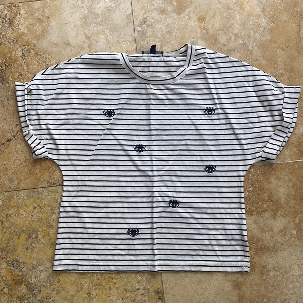 Honey punch evil eye stripe boxy top